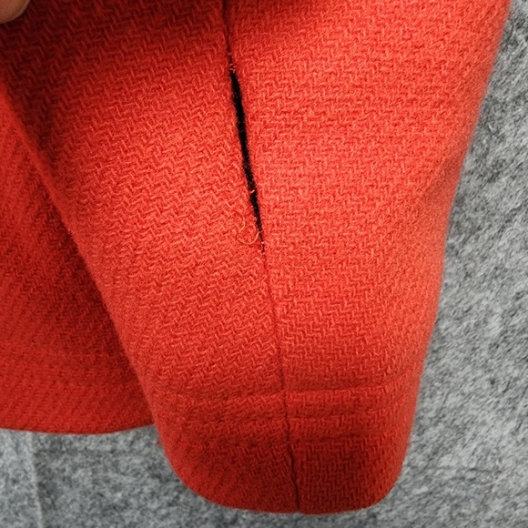 J. Crew Pea Coat Women 4 Red Stadium Cloth by Nello Gori Gold Buttons FLAWS READ - Picture 3 of 14